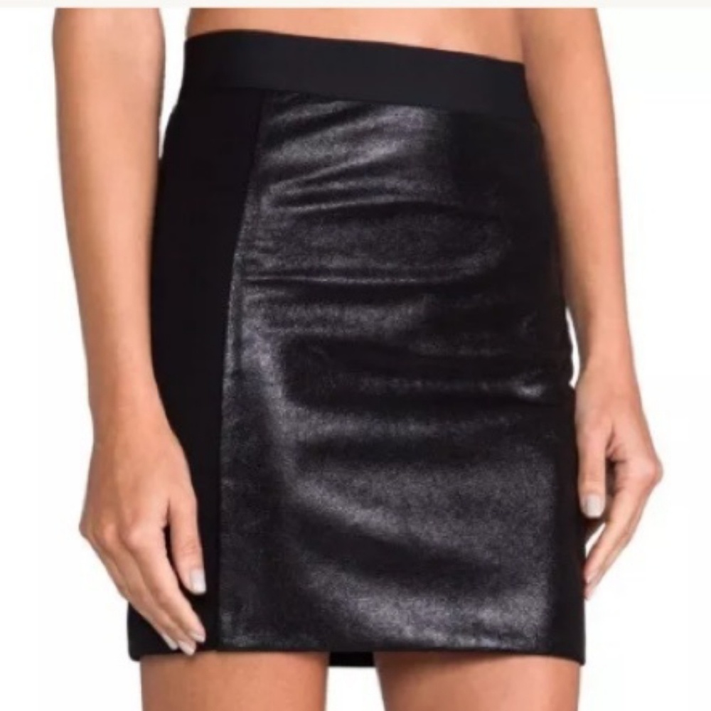 Mason Black Mini Skirt with Lambskin Leather